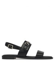 Nine West Sandały 678322-CCC Czarny. Czarne sandały damskie Nine West, bez wzorów, z materiału, bez obcasa, na płaskiej podeszwie, bez zapięcia. Za 79.99 zł.