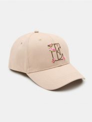 Czapka z daszkiem z haftowanymi kwiatami - beżowy. Brązowe czapki damskie Sinsay, bez wzorów. Za 19.99 zł.