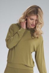 Cienka Wiskozowa Bluza z Kapturem - Jasna Oliwka. Białe bluzy damskie Figl, s, bez wzorów, z elastanu, bez ramiączek, z kapturem. Za 199.00 zł.