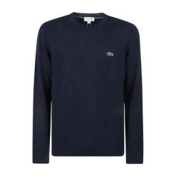 Sweter Lacoste - Niebieski AH0128-166. Niebieskie swetry męskie Lacoste, xl, bez wzorów, z bawełny, sportowe, bez kołnierzyka, bez ramiączek. Za 526.85 zł.