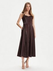 Rinascimento Sukienka koktajlowa CFC0125066003 Brązowy Regular Fit. Brązowe sukienki damskie Rinascimento, l, bez wzorów, z bawełny, wizytowe, bez kołnierzyka, bez ramiączek. Za 599.99 zł.