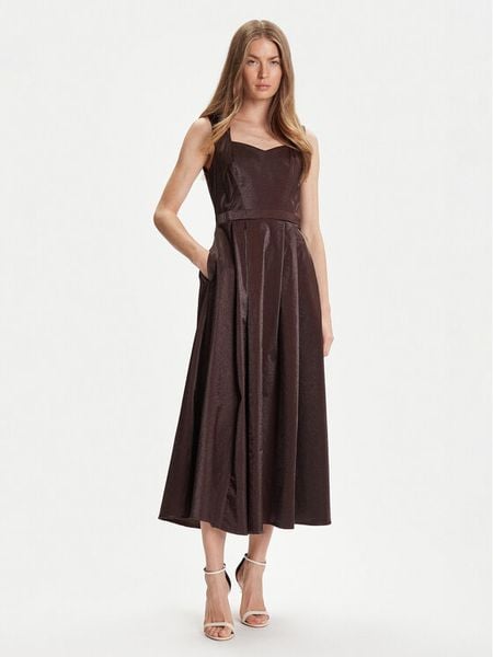 Rinascimento Sukienka koktajlowa CFC0125066003 Brązowy Regular Fit. Brązowe sukienki damskie Rinascimento, l, bez wzorów, z syntetyku, wizytowe, bez kołnierzyka, bez ramiączek. Za 599.99 zł.