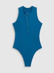 4F Kostium kąpielowy jednoczęściowy damski - turkusowy S. Niebieskie szorty damskie 4F, bez wzorów, z dresówki, sportowe. Za 159.99 zł.