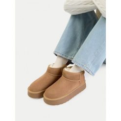 Śniegowce Badura. Brązowe śniegowce damskie Badura, bez zapięcia. Za 229.99 zł.