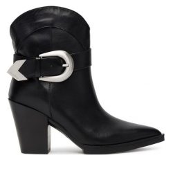 Botki KARL LAGERFELD. Czarne botki damskie KARL LAGERFELD, bez wzorów, bez obcasa, na słupku, bez zapięcia. Za 1,209.00 zł.