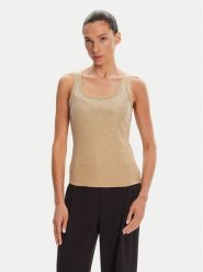Rinascimento Top CFC0124040003 Beżowy Regular Fit. Brązowe topy damskie Rinascimento, m, bez wzorów, z bawełny, bez kołnierzyka, bez ramiączek. Za 179.99 zł.