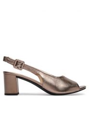 Caprice Sandały 9-28307-46 Złoty. Żółte sandały damskie Caprice, bez wzorów, ze skóry, bez obcasa, na słupku, bez zapięcia. Za 272.99 zł.