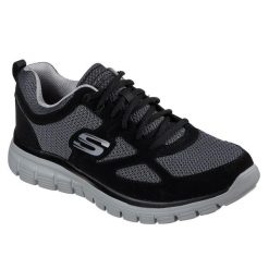 Buty do chodzenia męskie, Skechers Burns Agoura. Czarne buty sportowe męskie Skechers, bez wzorów, bez zapięcia, trekkingowe. Za 199.99 zł.