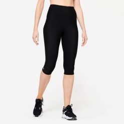 Legginsy fitness damskie Domyos krótkie. Czarne legginsy damskie DOMYOS, bez wzorów, z elastanu. Za 49.99 zł.