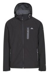 Kurtka turystyczna męska Trespass Accelator II softshell 8K. Czarne kurtki męskie Trespass, l, bez wzorów, z poliesteru, bez kaptura. Za 283.49 zł.