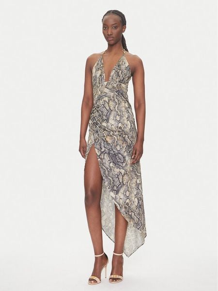 Just Cavalli Sukienka koktajlowa 78PAO932 Beżowy Slim Fit. Brązowe sukienki damskie Just Cavalli, bez wzorów, z syntetyku, wizytowe, bez kołnierzyka, bez ramiączek. Za 1,139.00 zł.