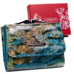 Portfel skórzany Lorenti 55287-HYM print piórka. Portfele damskie LORENTI, ze skóry. Za 57.99 zł.