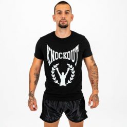 Krótka koszula V1. Czarne koszule męskie KNOCKOUT, l, bez wzorów, z bawełny, eleganckie, bez kołnierzyka, bez ramiączek. Za 86.27 zł.