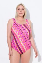 Damski Strój kąpielowy kropki bez miękkich miseczek okrągły dekolt. Czerwone stroje kąpielowe damskie Ulla Popken, plus size, bez wzorów, z elastanu. Za 199.99 zł.
