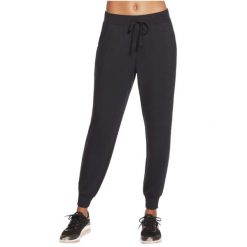 Spodnie treningowe damskie Skechers Restful Jogger. Czarne spodnie dresowe damskie Skechers, bez wzorów, sportowe, na fitness i siłownię. Za 159.99 zł.