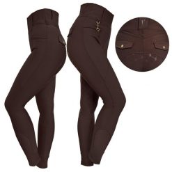 Legginsy jeździeckie JD ATTACK Vanessa. Brązowe legginsy damskie JD ATTACK, bez wzorów, z elastanu. Za 319.99 zł.
