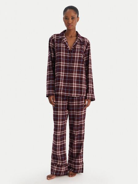 Tommy Hilfiger Piżama UW0UW06158 Bordowy Regular Fit. Czerwone piżamy damskie Tommy Hilfiger, bez wzorów, z syntetyku, bez ramiączek. Za 429.99 zł.