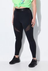 Damskie Legginsy sportowe wstawka z siateczki szybkoschnące z recyklingu. Czarne legginsy damskie Ulla Popken, bez wzorów, z elastanu. Za 239.99 zł.