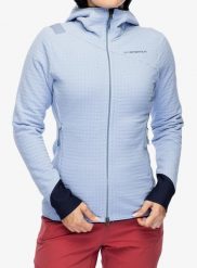 Bluza polarowa damska La Sportiva Bristen Thermal Hoody. Niebieskie bluzy damskie La Sportiva, l, bez wzorów, z materiału, bez ramiączek, bez kaptura. Za 720.49 zł.