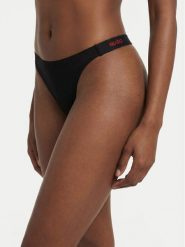 HUGO Stringi 50557094 Czarny. Czarne majtki damskie Hugo, z bawełny. Za 89.99 zł.
