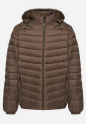 Ciemnozielona Przejściowa Kurtka Pikowana z Odpinanym Kapturem Migozia. Zielone kurtki męskie Born2be, m, bez wzorów, eleganckie. Za 169.99 zł.
