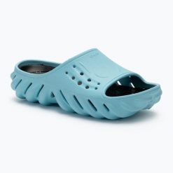 Klapki Crocs Echo Slide. Niebieskie klapki damskie Crocs, bez wzorów, bez obcasa, bez zapięcia. Za 119.99 zł.
