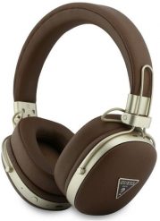 Słuchawki Guess Nauszne Bluetooth ENC Metal Grained Triangle Logo brązowy. Brązowe słuchawki bezprzewodowe Guess. Za 187.05 zł.