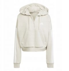 Bluza damska adidas Essentials 3-Stripes French Terry Quarter-Zip Hoodie beżowa JN1958 XL. Brązowe bluzy damskie Adidas, xl, bez wzorów, bez ramiączek, bez kaptura. Za 258.58 zł.