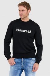 DSQUARED2 Czarny sweter męski cartoon pullover. Czarne swetry męskie Dsquared2, l, bez wzorów, z wełny, bez kołnierzyka, bez ramiączek. W wyprzedaży za 999.99 zł.