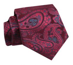 Krawat - ALTIES - Ciemnoczerwony, Wzór Paisely. Czerwone krawaty i muchy Alties, bez wzorów, z tkaniny, eleganckie. Za 49.00 zł.