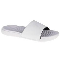 Klapki damskie Under Armour Ansa Fixed Slides. Białe klapki damskie Under Armour, bez wzorów, z materiału, bez obcasa, bez zapięcia. Za 99.99 zł.