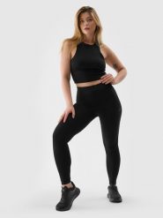 4F Legginsy dzianinowe damskie - czarne XS. Czarne legginsy damskie 4F, bez wzorów, z bawełny. W wyprzedaży za 39.99 zł.