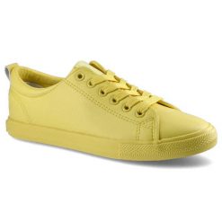 Żółte Trampki Big Star Damskie Modne Obuwie. Żółte trampki i tenisówki damskie BIG STAR, bez wzorów, ze skóry ekologicznej, bez zapięcia. Za 95.00 zł.