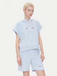 Emporio Armani Underwear Bluza EW000498 AF10882 U9273 Błękitny Loose Fit. Niebieskie bluzy damskie Emporio Armani Underwear, l, bez wzorów, z bawełny, bez ramiączek, bez kaptura. Za 239.99 zł.