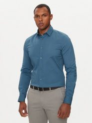 Sisley Koszula 5CNX5QL19 Niebieski Slim Fit. Niebieskie koszule męskie Sisley, m, bez wzorów, z bawełny, bez kołnierzyka, bez ramiączek. Za 99.99 zł.