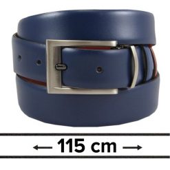 Pasek Dwustronny do Spodni Granatowo-Brązowy 115 cm, Elegancki, Męski, Skórzany -VICTORIO. Brązowe paski męskie Victorio, ze skóry, eleganckie. Za 99.00 zł.