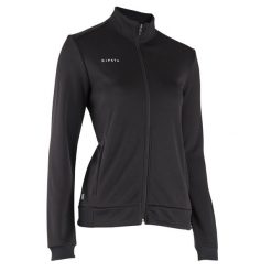 Bluza treningowa do piłki nożnej damska Kipsta Essential. Czarne bluzy damskie KIPSTA, l, bez wzorów, z elastanu, sportowe, bez ramiączek, bez kaptura. Za 89.99 zł.