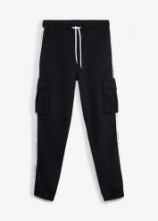 Spodnie sportowe z czystej bawełny organicznej. Czarne spodnie sportowe męskie bonprix, m, bez wzorów, z bawełny. Za 129.99 zł.
