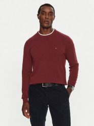 Tommy Hilfiger Sweter MW0MW36347 Bordowy Regular Fit. Czerwone swetry męskie Tommy Hilfiger, l, bez wzorów, z bawełny, bez kołnierzyka, bez ramiączek. Za 459.99 zł.