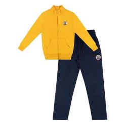 Bluza z zamek błyskawiczny na czas wolny. Niebieskie bluzy damskie LEONE 1947 APPAREL, bez wzorów, z bawełny, sportowe, bez ramiączek, bez kaptura. W wyprzedaży za 136.83 zł.