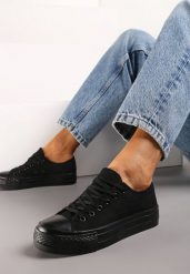 Czarne Trampki Przed Kostkę o Klasycznym Fasonie Wilarosa. Czarne trampki i tenisówki damskie Born2be, bez wzorów, z jeansu, przed kostkę, bez zapięcia. Za 39.99 zł.