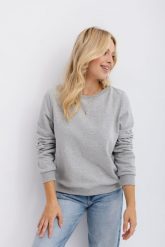 BLUZA LENA SZARY MELANŻ M - Flawless. Szare bluzy damskie Flawless, m, bez wzorów, z bawełny, klasyczne, bez ramiączek, bez kaptura. Za 296.00 zł.