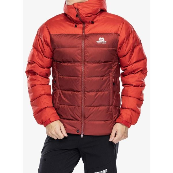 Kurtka puchowa męska Mountain Equipment Senja Jacket. Czerwone kurtki męskie MOUNTAIN EQUIPMENT, m, bez wzorów, z puchu, sportowe, bez kaptura. Za 1,311.99 zł.