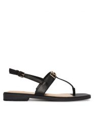 Guess Sandały FLJRMY LEA03 Czarny. Czarne sandały damskie Guess, z aplikacjami, ze skóry, bez obcasa, na płaskiej podeszwie, bez zapięcia. Za 519.99 zł.