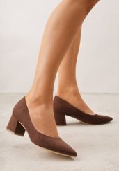Brązowe Czółenka Vices na Obcasie ze Skórzaną Wkładką Valaria. Brązowe czółenka damskie Born2be, bez wzorów, biznesowe, bez obcasa, na obcasie, bez zapięcia. Za 89.99 zł.