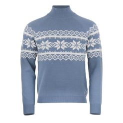Sweter z wysokim dekoltem Peak Mountain Clyde. Niebieskie swetry męskie Peak Mountain, s, bez wzorów, z materiału, bez kołnierzyka, bez ramiączek. Za 388.05 zł.