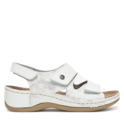 Sandały Dr. Brinkmann. Białe sandały damskie Dr. Brinkmann, bez wzorów, bez obcasa, na płaskiej podeszwie, bez zapięcia. Za 229.99 zł.
