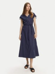 Marella Sukienka codzienna Riviera 2513221052 Granatowy Relaxed Fit. Niebieskie sukienki damskie Marella, na co dzień, bez wzorów, z bawełny, bez kołnierzyka, bez ramiączek, proste. Za 799.99 zł.