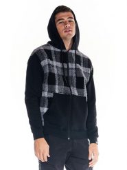 Bluza z wełna z kaptur na outdoor na co dzień. Czarne trekkingi męskie LEONE 1947 APPAREL, z wełny, bez zapięcia. Za 126.26 zł.