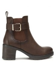 Clara Barson Botki WS2265-07 Brązowy. Brązowe botki damskie Clara Barson, bez wzorów, ze skóry, bez obcasa, na słupku, bez zapięcia. Za 127.99 zł.